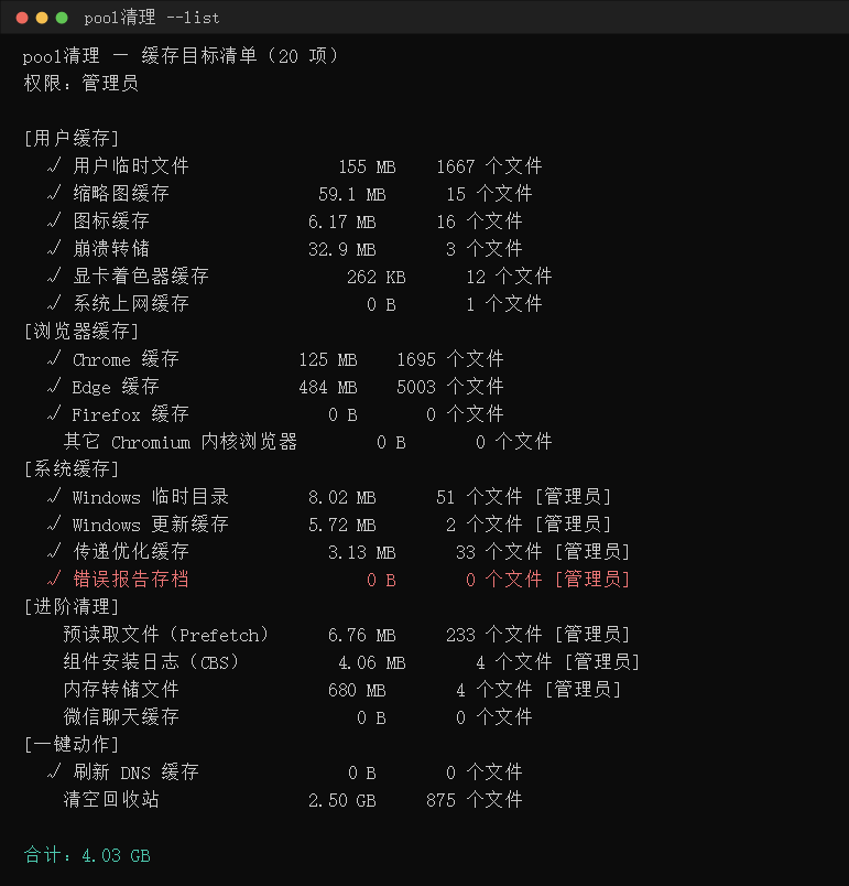 命令行列出目标